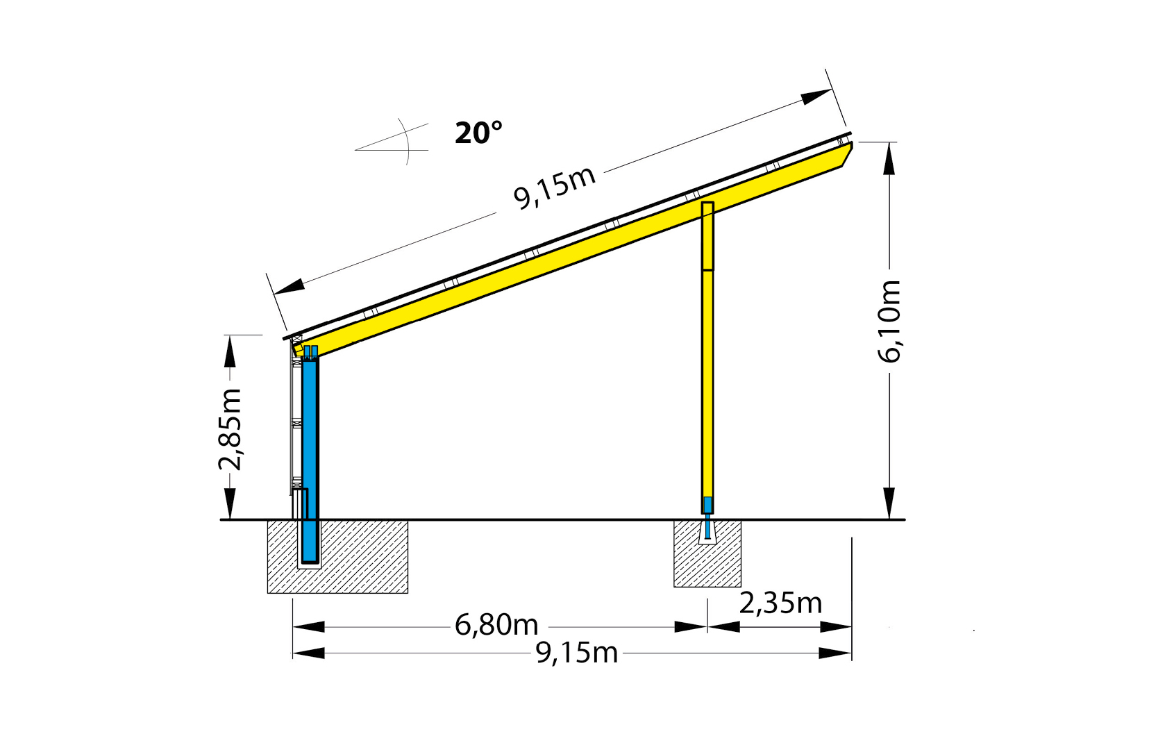 Skizzen Photovoltaikhallen Typ-2 Beschriftet