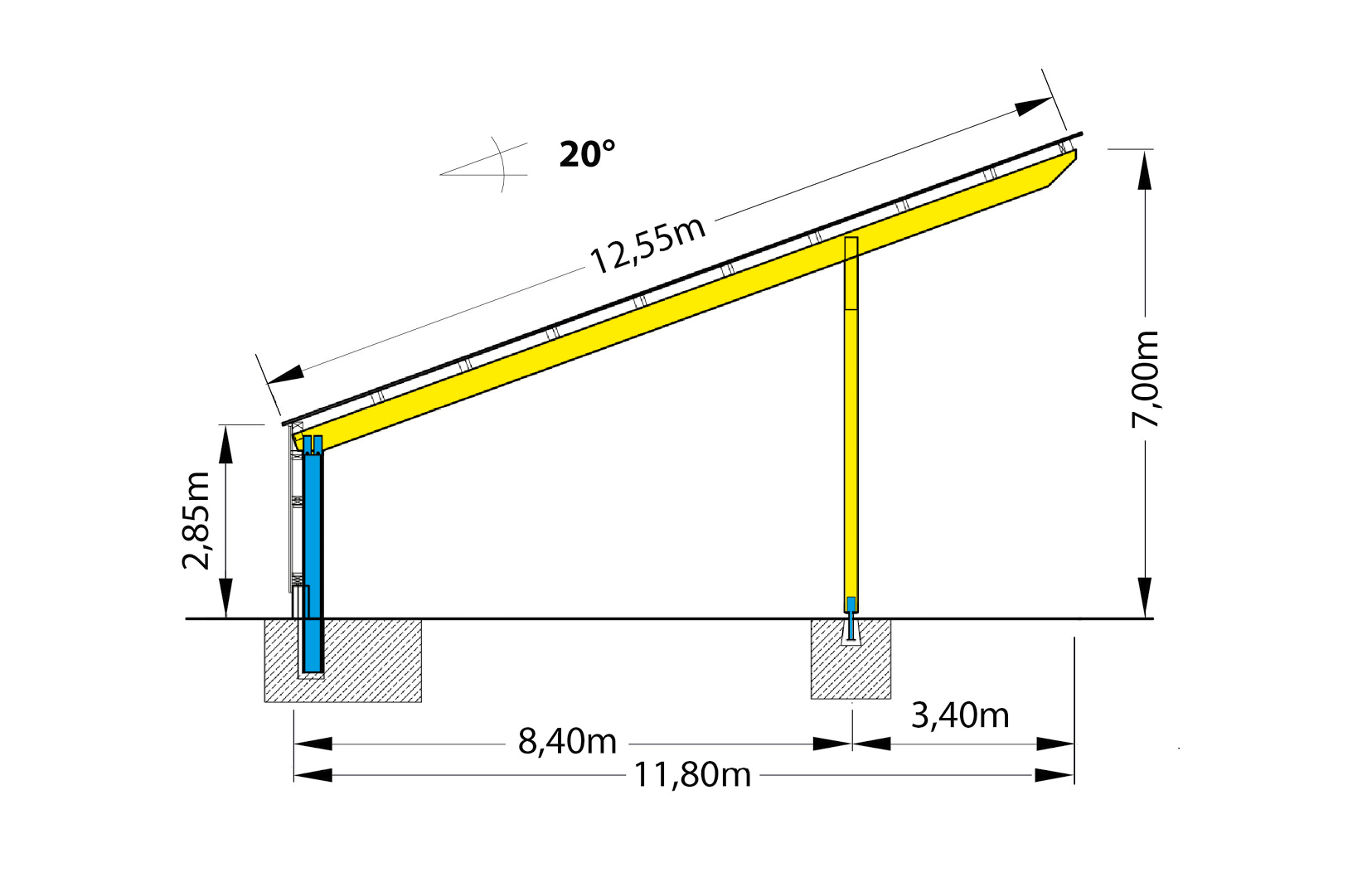 Skizzen Photovoltaikhallen Typ-3 Beschriftet