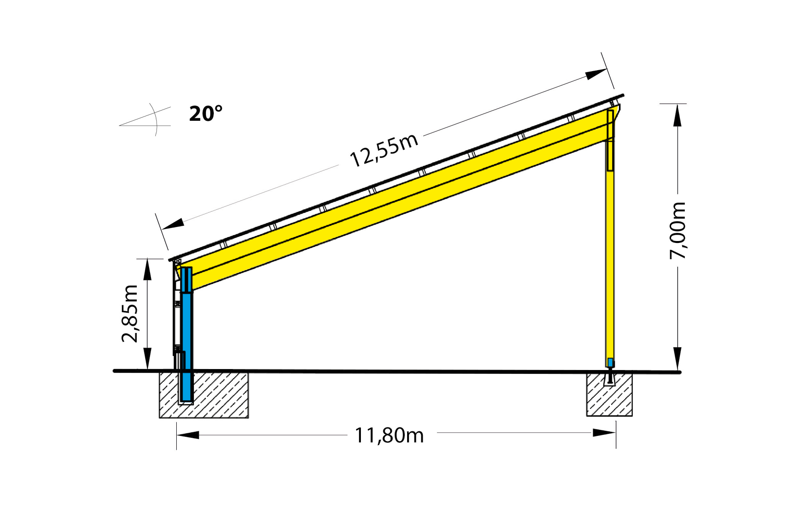 Skizzen Photovoltaikhallen Typ-3a Beschriftet