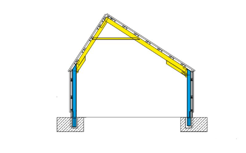 Technische Skizze einer Photovoltaikhalle des Typen RBs ohne Beschriftung