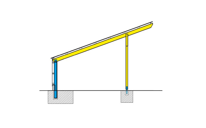 Technische Skizze einer Photovoltaikhalle des Typen 2 ohne Beschriftung