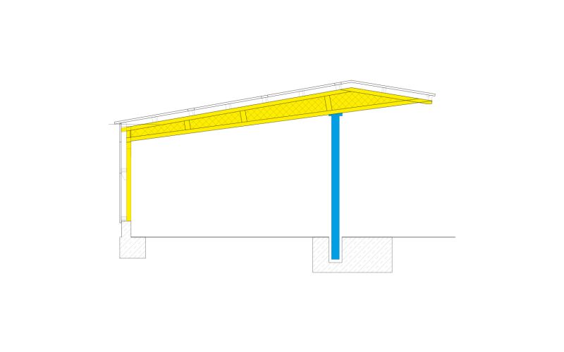 Technische Skizze eines Maschinenschuppen des Typen MS2 ohne Beschriftung