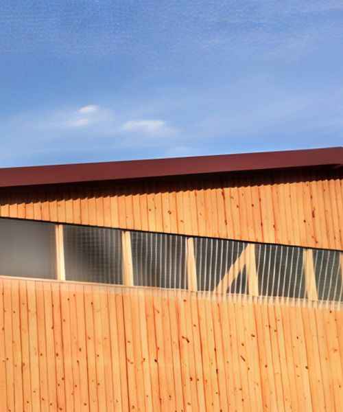 Lichtband/Lichtplatten in der Hallenwand – Detailansicht