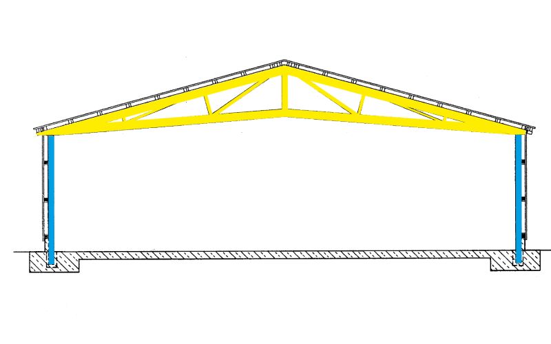 Technische Skizze einerVielzweckhalle des Typen FBs ohne Beschriftung