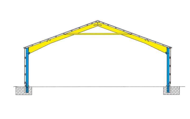 Technische Skizze einer Vielzweckhalle des Typen RBs ohne Beschriftung