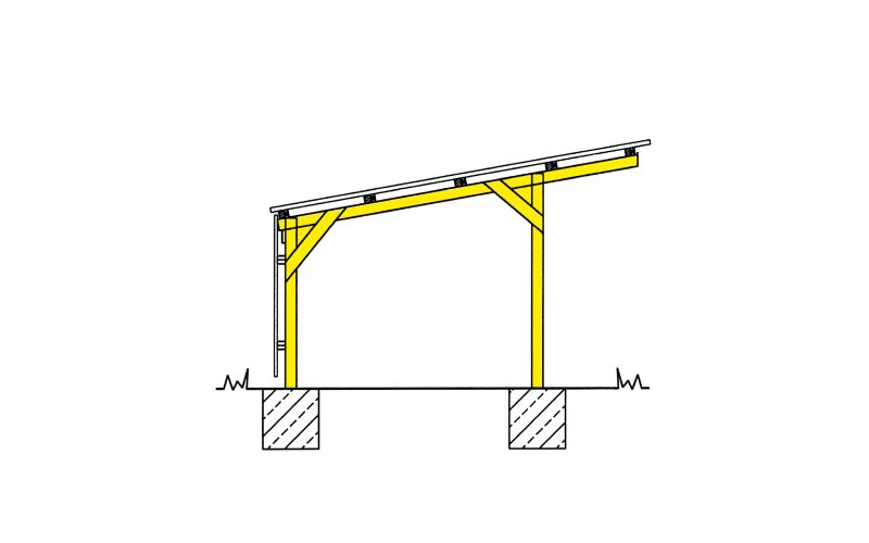 Technische Skizze eines Pferdestalls des Typen PS1 ohne Beschriftung