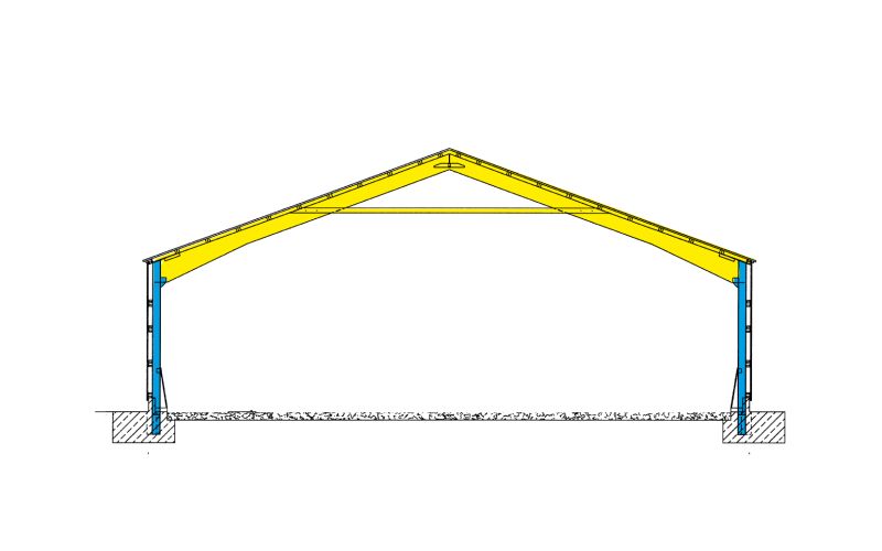 Technische Skizze für Aussenklimaställe der Typen AK22, AK33 und AK44 ohne Beschriftung