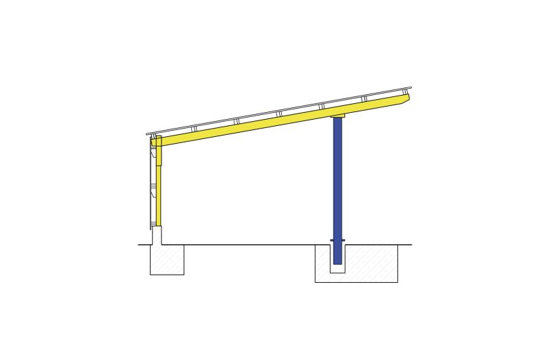 Technische Skizze eines Pferdestalls des Typen PS2 ohne Beschriftung