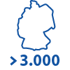 Deutschland-Umriss mit „> 3.000“ (Referenzen in vielen Regionen)