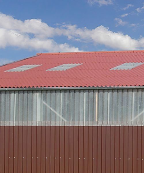Lichtplatten im Hallendach für Tageslicht – Detailansicht