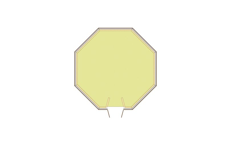 Technische Skizze eines Reithallen-Longierzirkels ohne Beschriftung